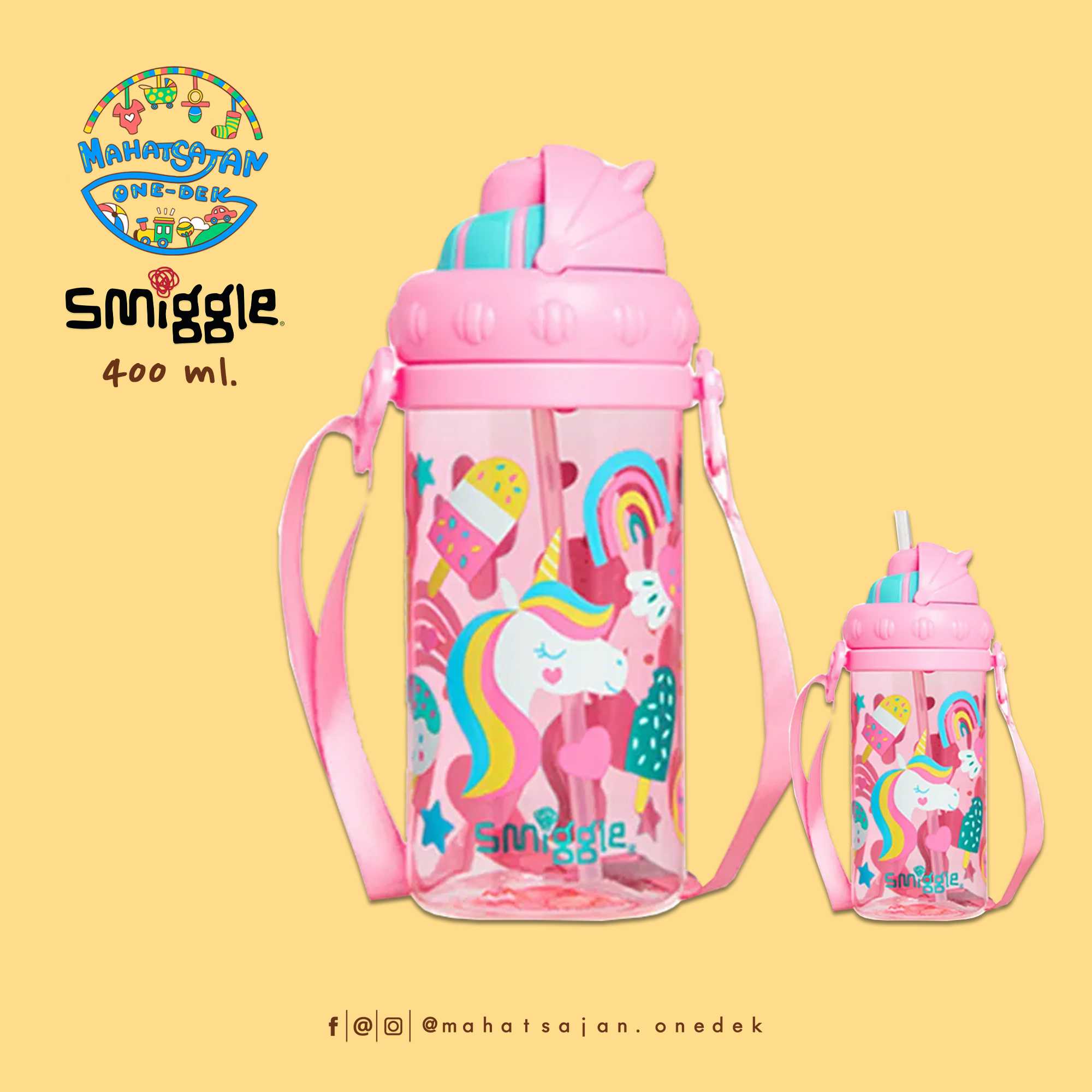 Teeny Tiny Drink Bottle With Strap 400 ml.  กระติกน้ำพลาสติก หลอดดูด มีสายสะพาย บรรจุ 400 มล.