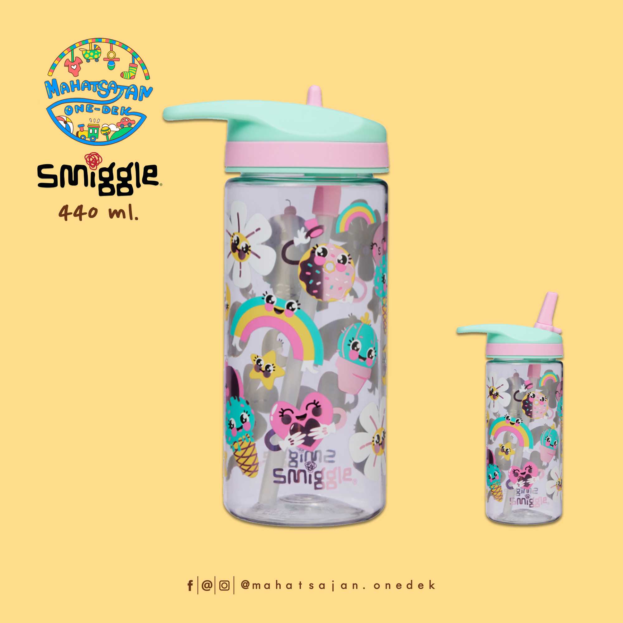 Smiggle Plastic Drink Bottle 440 ml.  กระติกน้ำพลาสติก บรรจุ 440 มล.