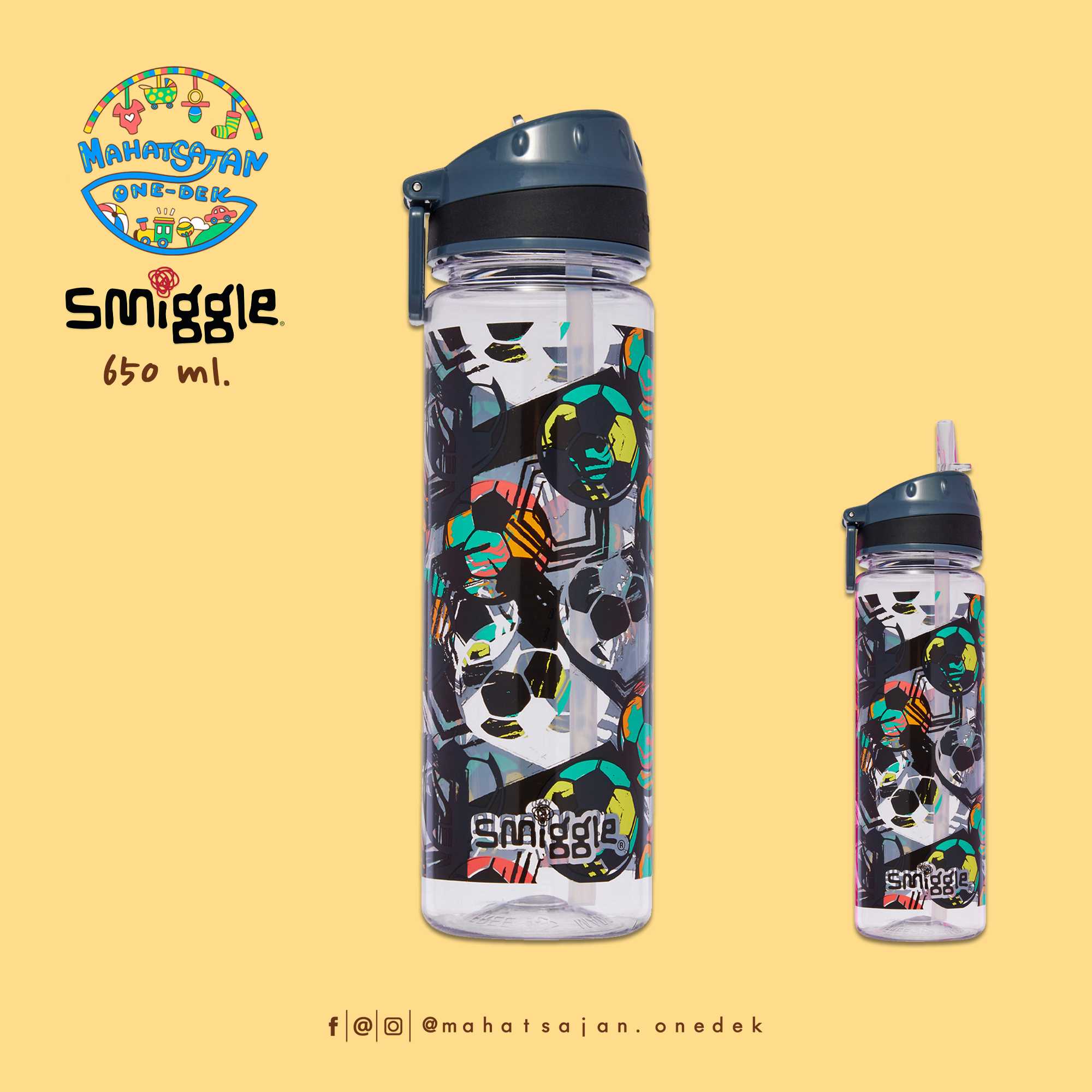 Wild Side Drink Up Plastic Drink Bottle 650 ml.  กระบอกน้ำพลาสติก หลอดดูด บรรจุ 650 มล.