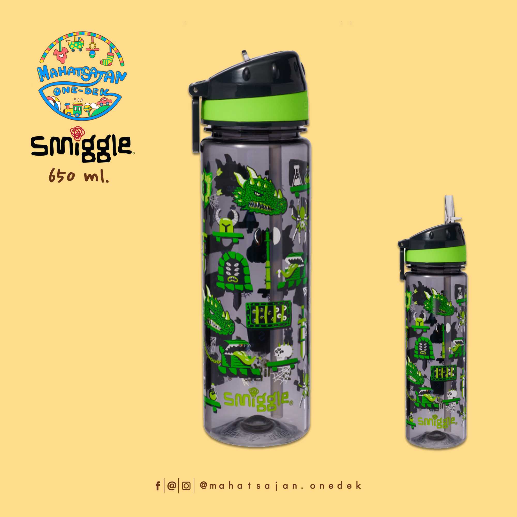 Wild Side Drink Up Plastic Drink Bottle 650 ml.  กระบอกน้ำพลาสติก หลอดดูด บรรจุ 650 มล.