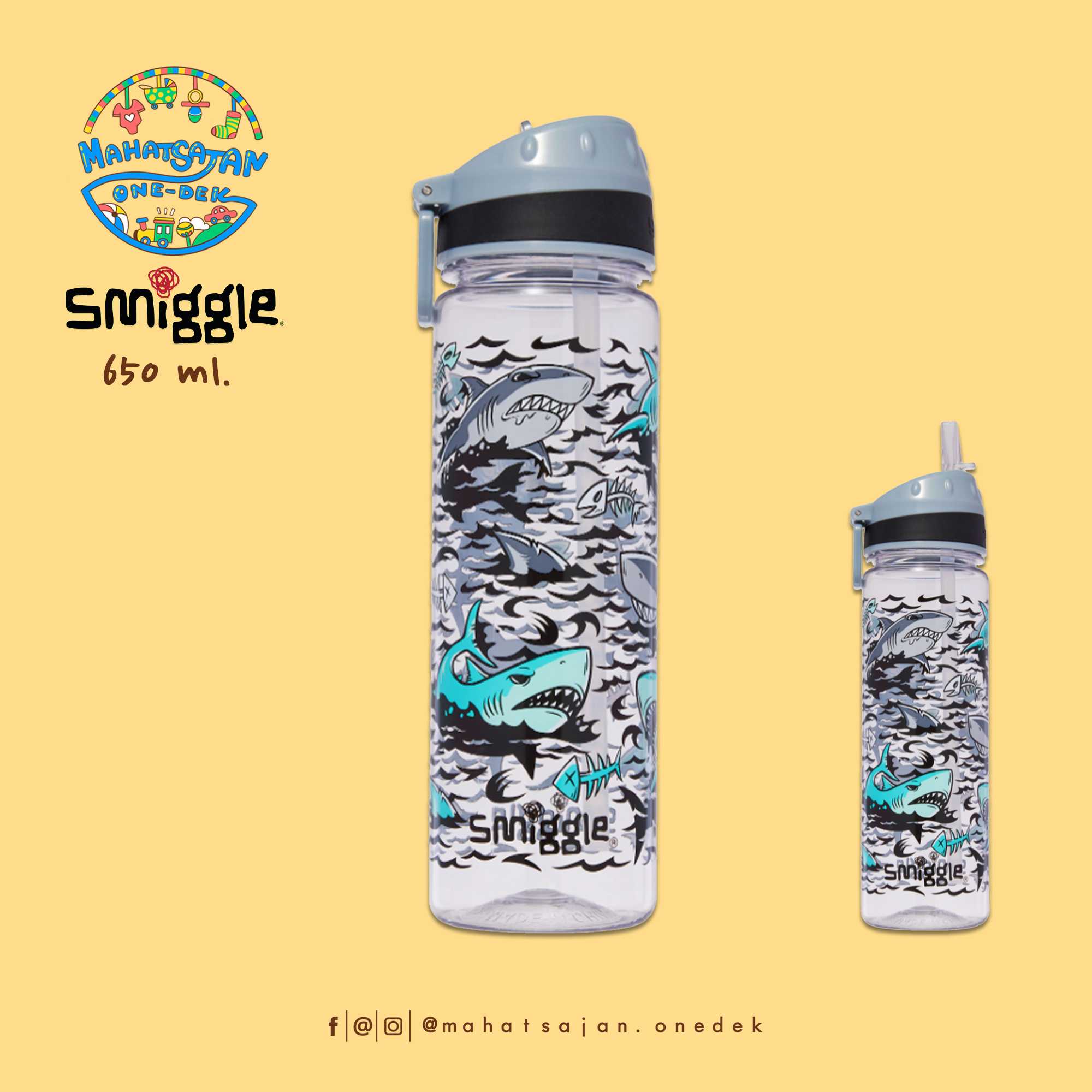 Wild Side Drink Up Plastic Drink Bottle 650 ml.  กระบอกน้ำพลาสติก หลอดดูด บรรจุ 650 มล.