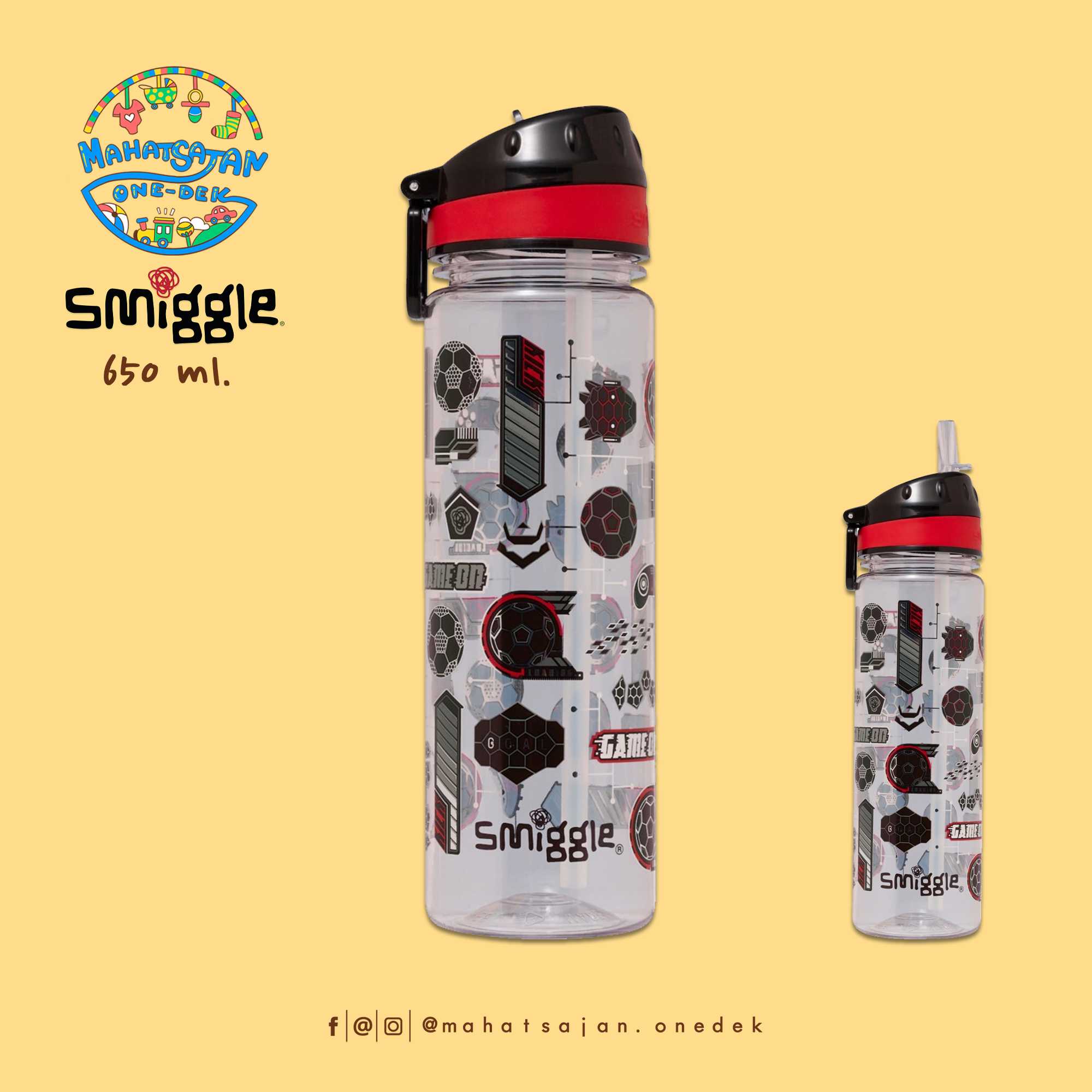 Smiggle Drink Up Plastic Drink Bottle 650 ml.  กระบอกน้ำพลาสติก หลอดดูด บรรจุ 650 มล.