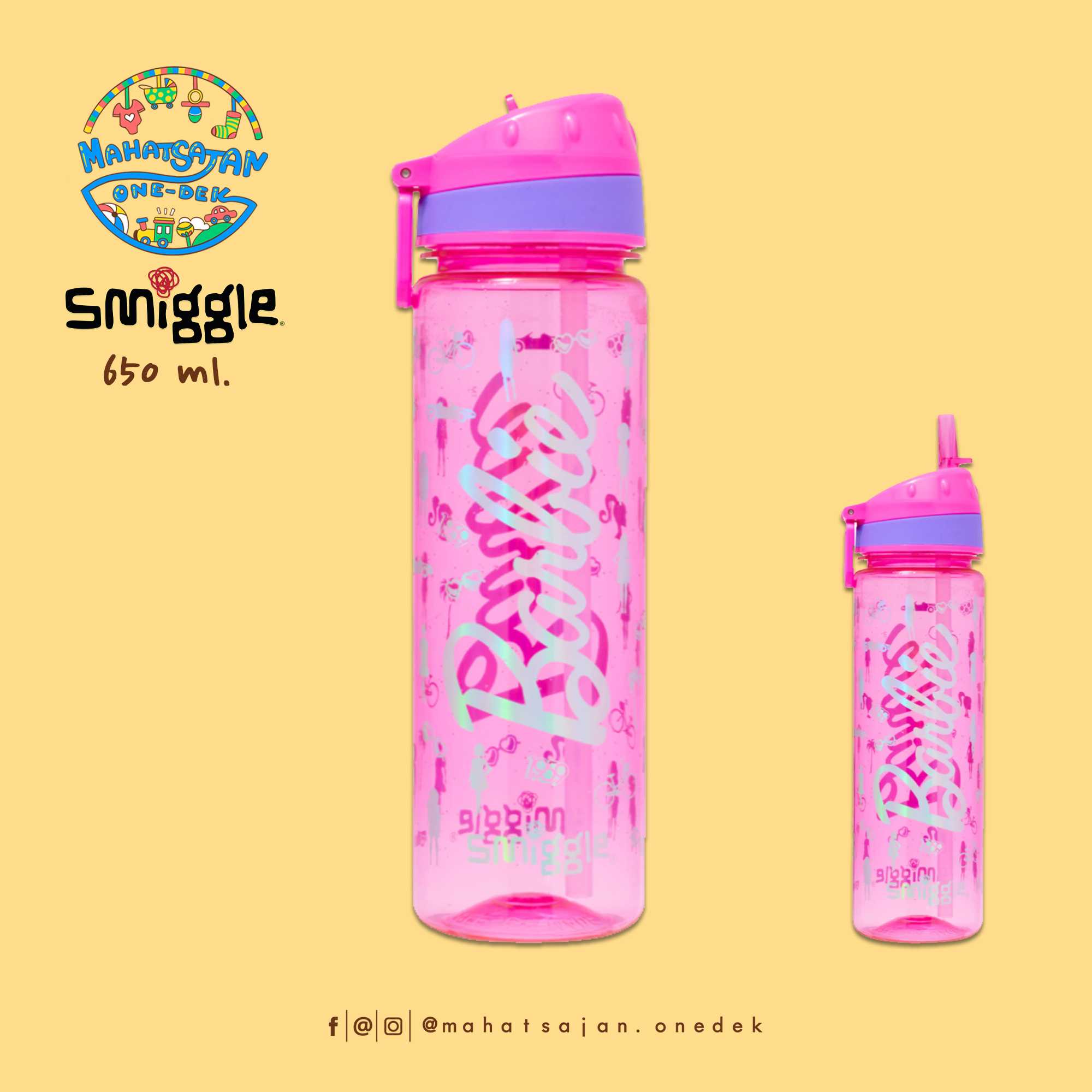 Barbie Drink Up Plastic Drink Bottle 650 ml.  กระบอกน้ำพลาสติก หลอดดูด บรรจุ 650 มล.