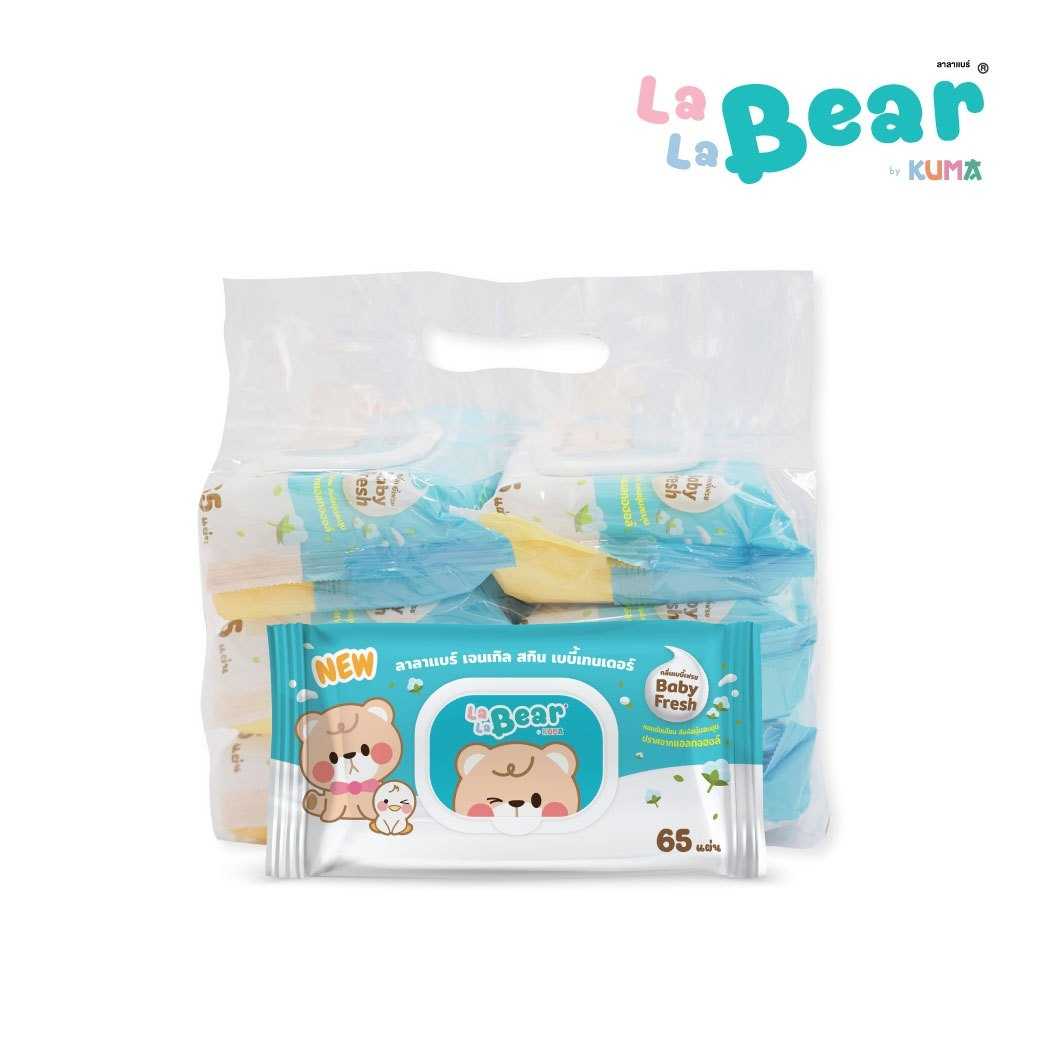 Lala Bear ทิชชู่เปียกกลิ่นเบบี้เฟรช65แผ่น : 6ห่อ