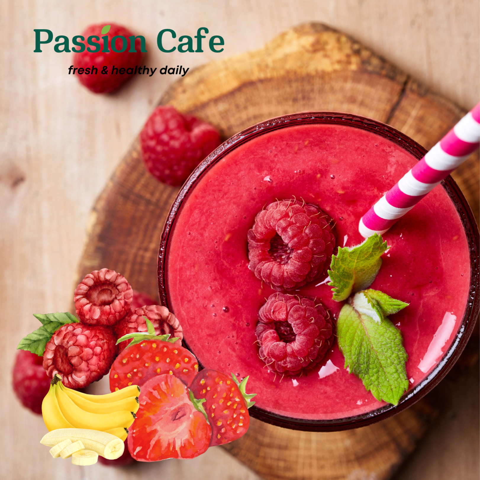 Raspberry Strawberry Smoothie (Glass)