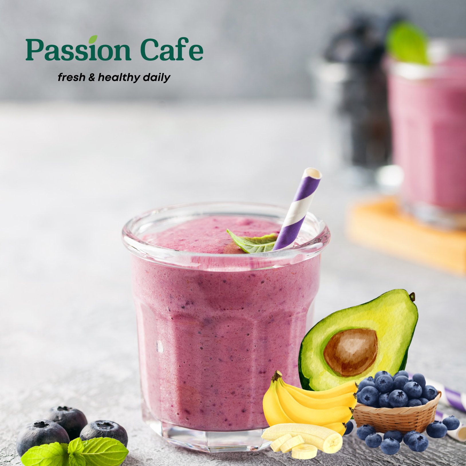 Avocado Blueberry Smoothie (Glass)