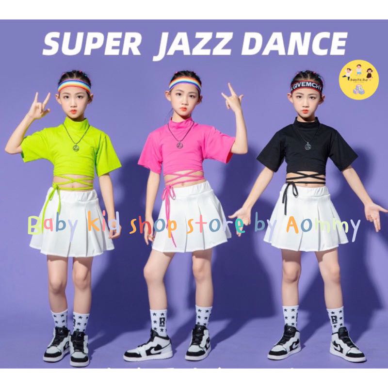 (พร้อมส่ง) ชุดเซต Jazz dance เสื้อเอวลอย + กระโปรงจีบทวิส น่ารักสดใส (แยกขาย)