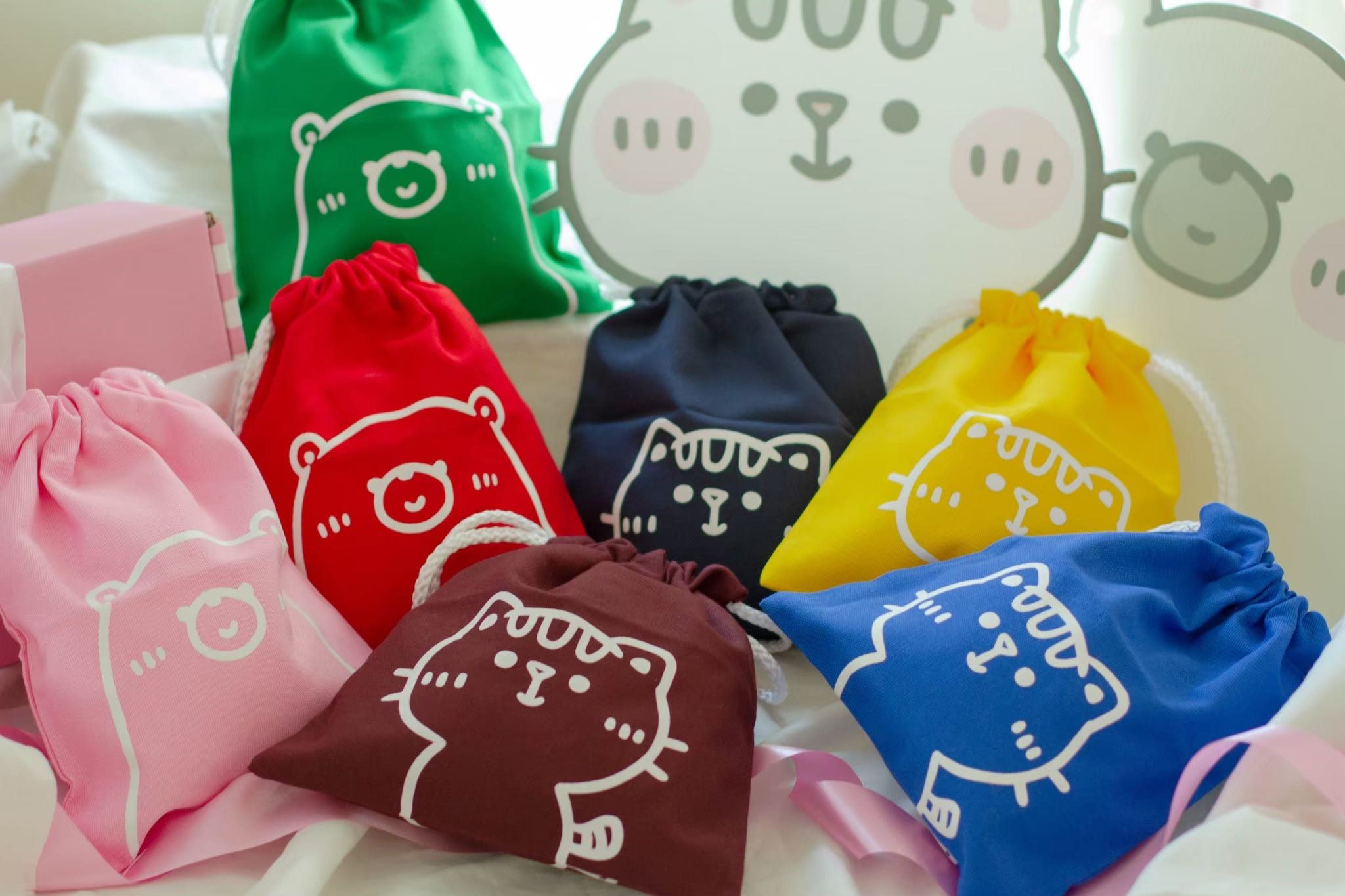 Mr. Bear and Cutie Cat - Pouch Bag