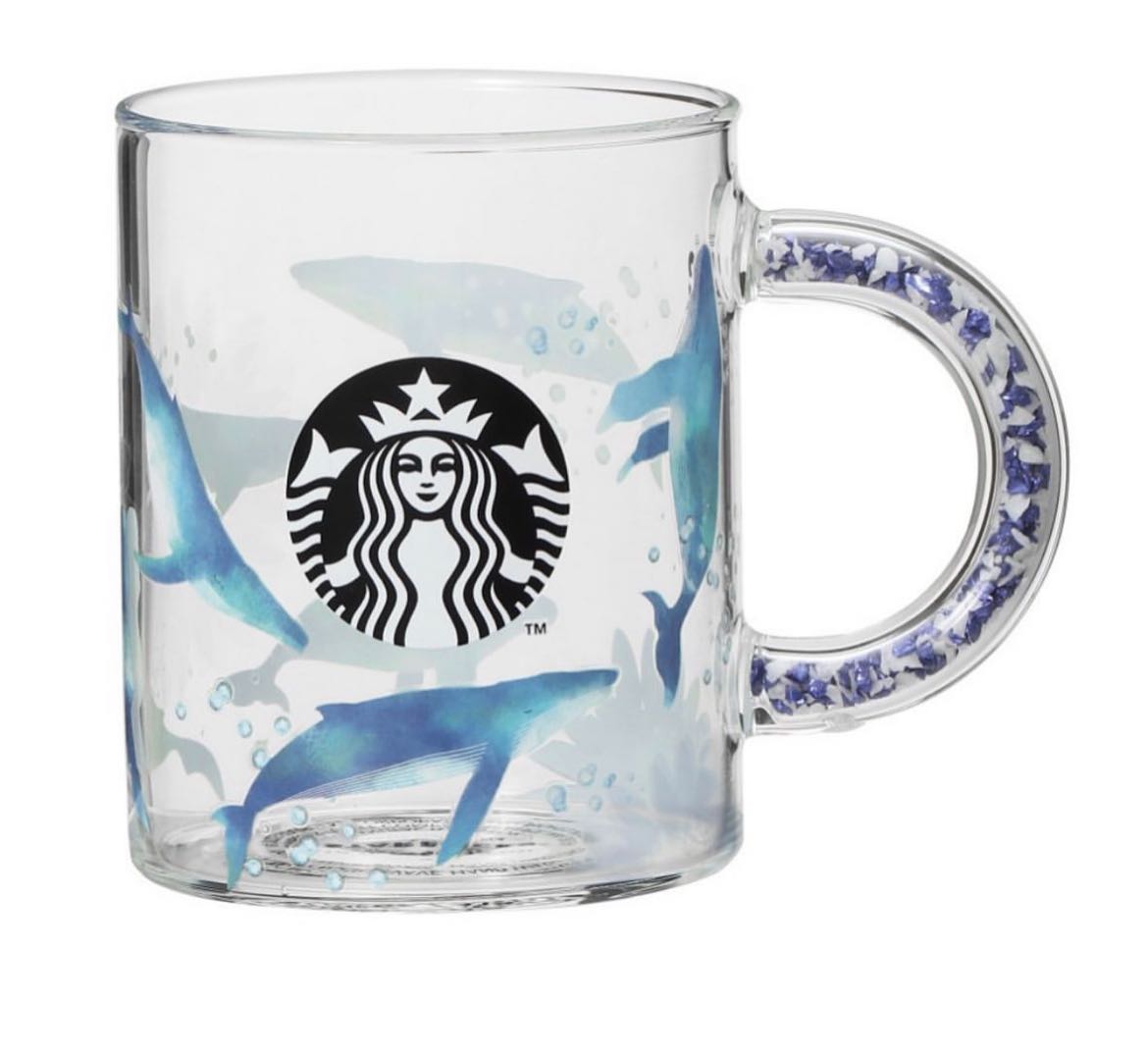 Japan Starbucks  Whale 🐳 Glass Mug  414 ml  แก้ว Glass ใส่ร้อนได้ ถึงอุณหภูมิ 120•