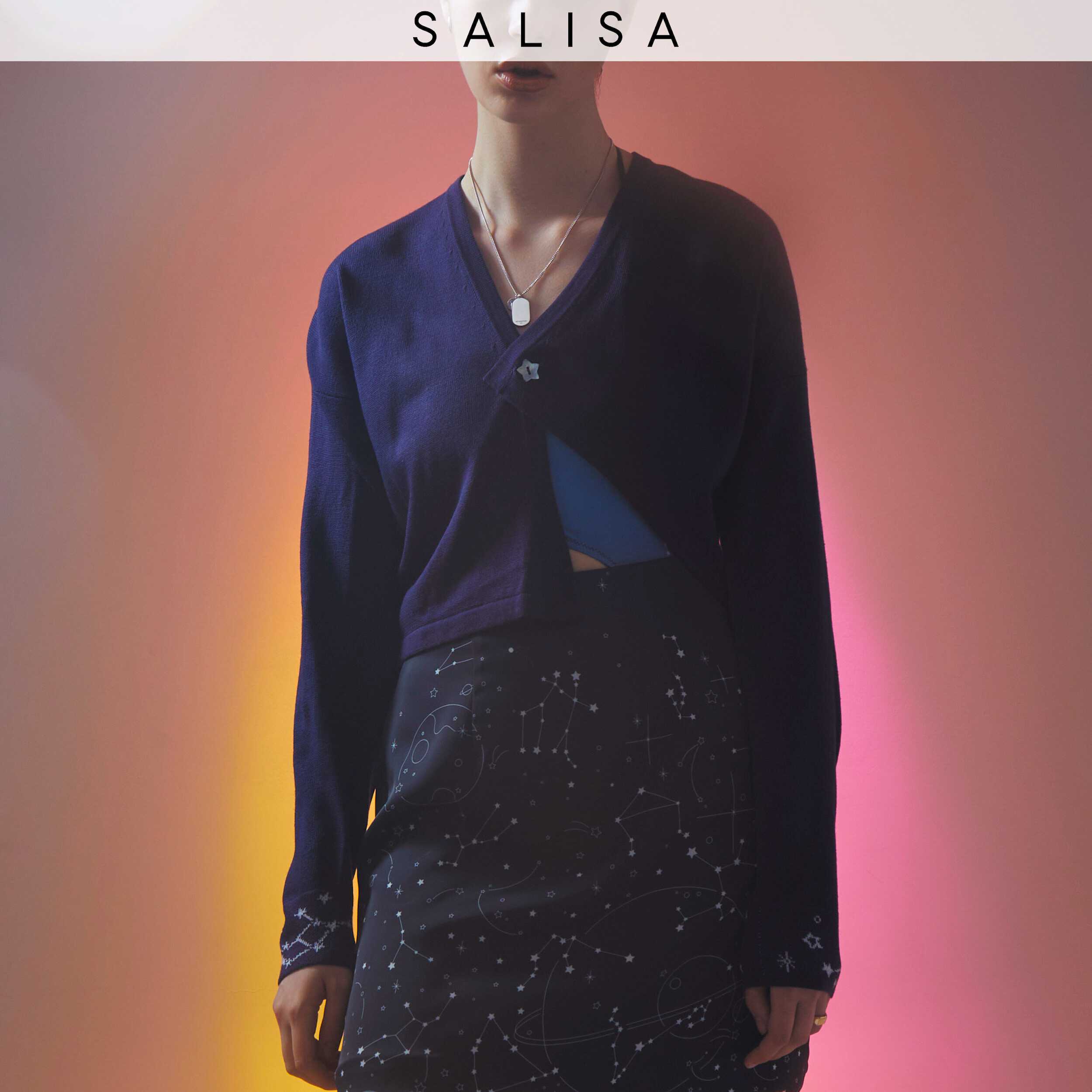 CARDIGAN PF23 Stars Navy Cropped