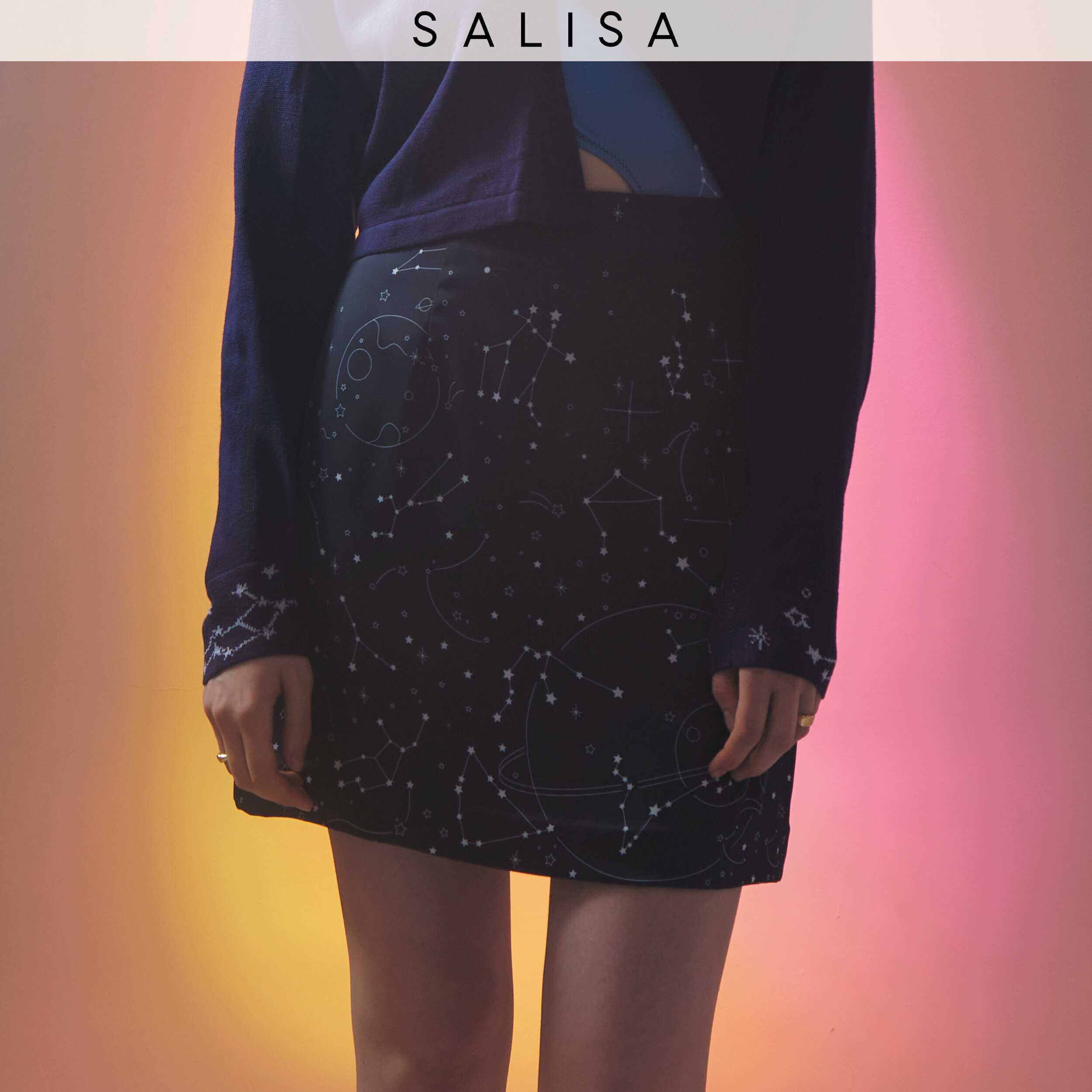 SKIRT PF23 Zodiac Print High Waist