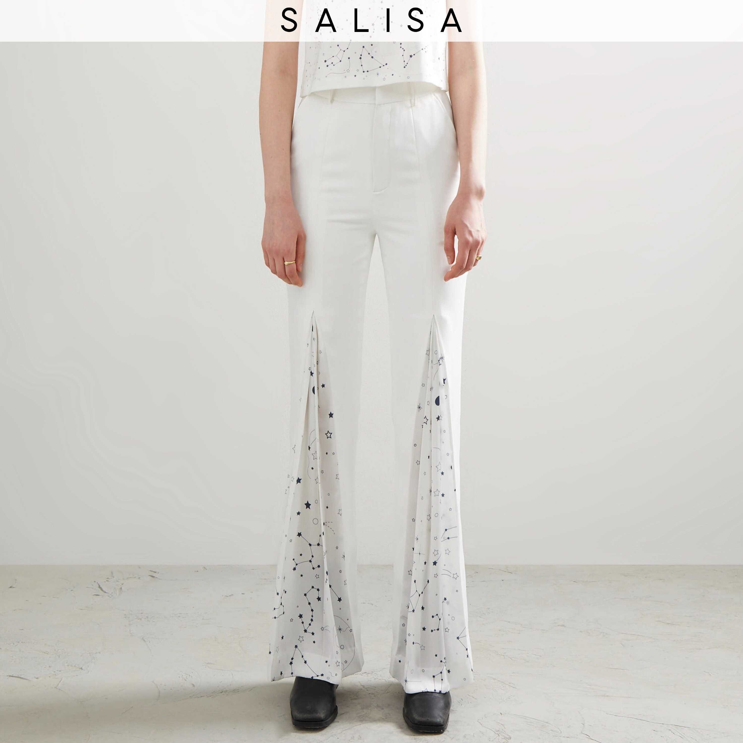 PANTS FLARE White Zodiac Print Insert