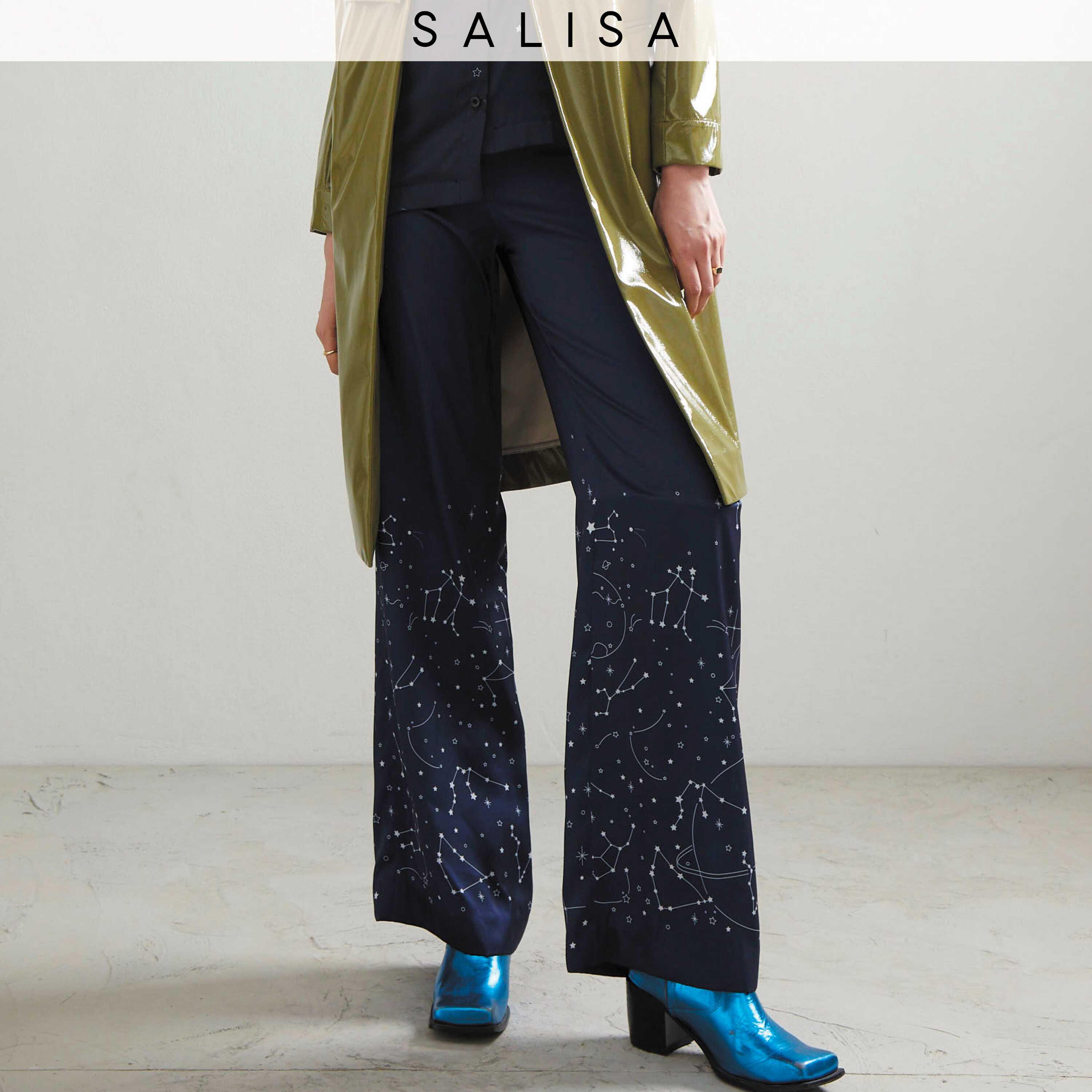 PJ PANTS Silk Navy Zodiac