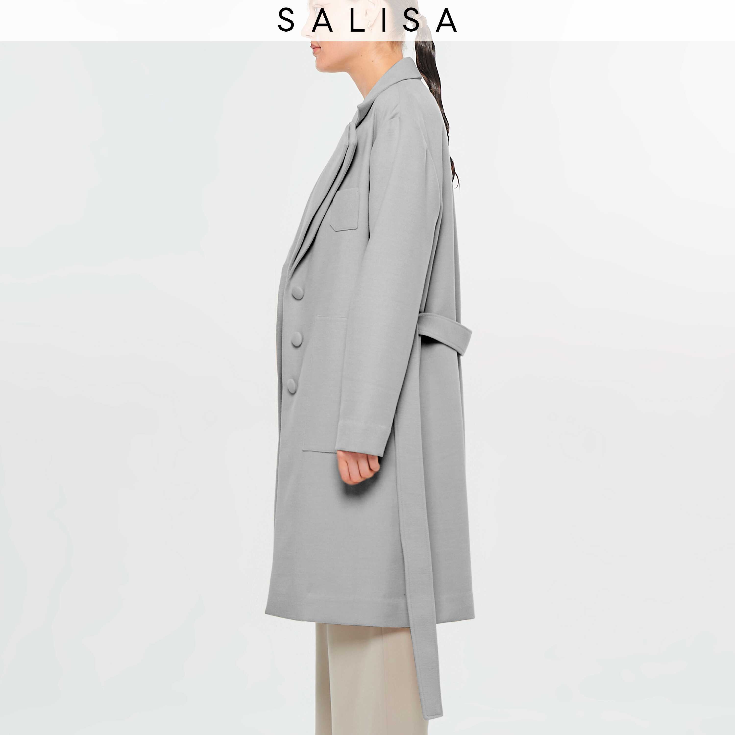 COAT Wool Ivory Double Lapel Grey