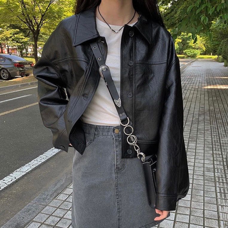 SHORT PU LEATHER JACKET