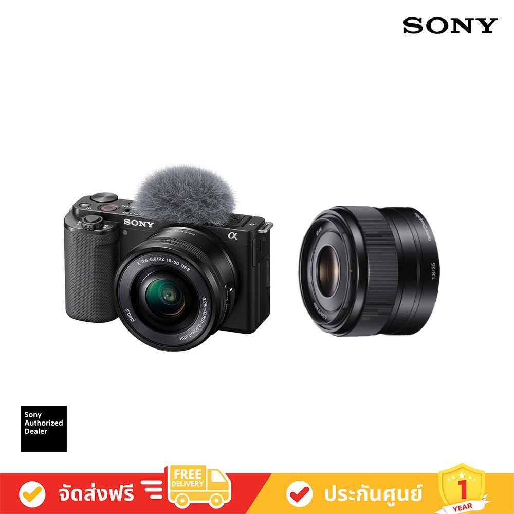 กล้อง Vlog เลนส์แบบเปลี่ยนได้ Sony รุ่น ZV-E10 (สีดำ) พร้อมเลนส์ 16-50 มม. +  SEL35F18 Lens