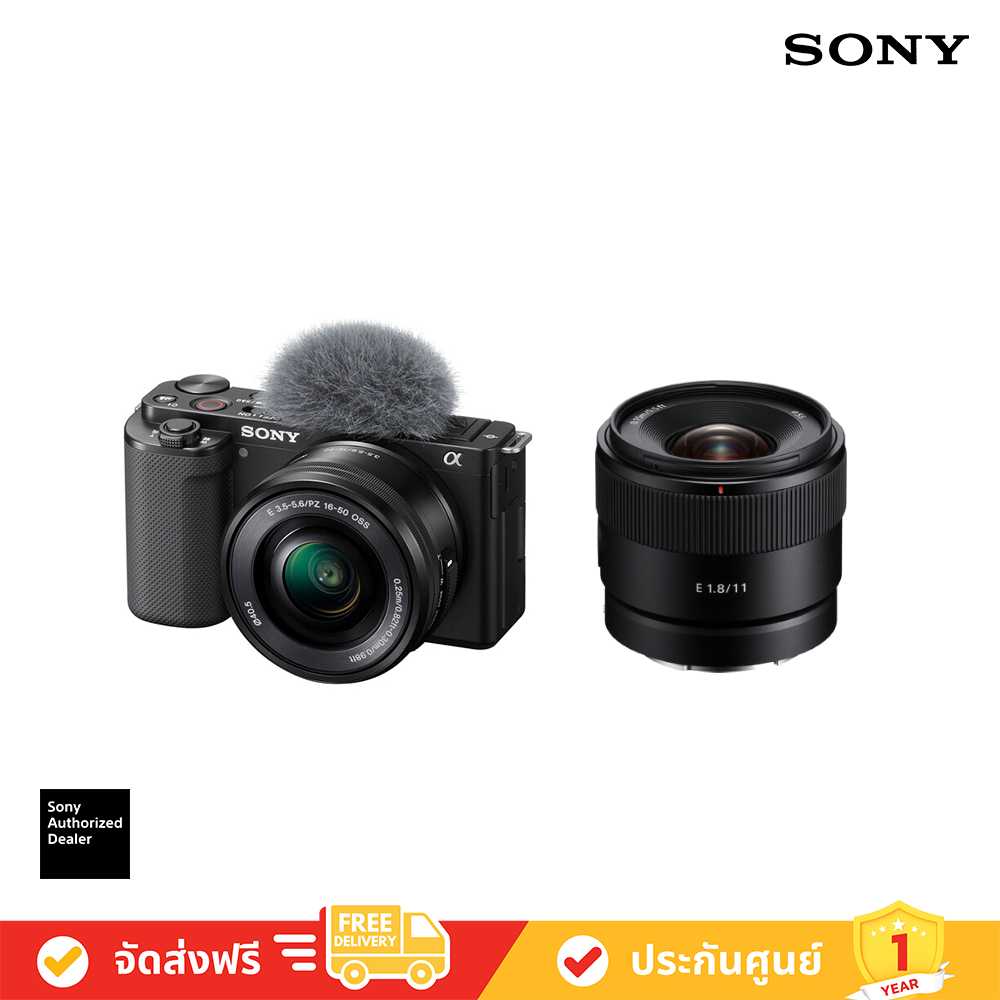 กล้อง Vlog เลนส์แบบเปลี่ยนได้ Sony รุ่น ZV-E10 (สีดำ) พร้อมเลนส์ 16-50 มม. +  SEL11F18 Lens