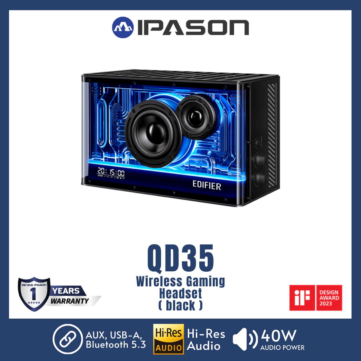 EDIFIER MULTIMEDIA SPEAKERS QD35 (BLACK) รับประกัน 1 ปี โดย Devas IPASON
