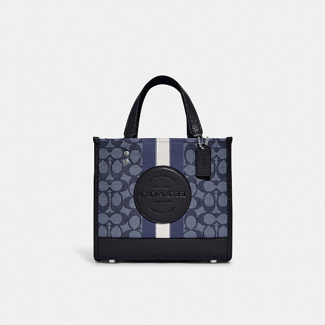 Coach FC8417 Dempsey Tote 22 (SVVGD) กระเป๋าสะพายผู้หญิง สี Sv/Denim/Midnight Navy Multi