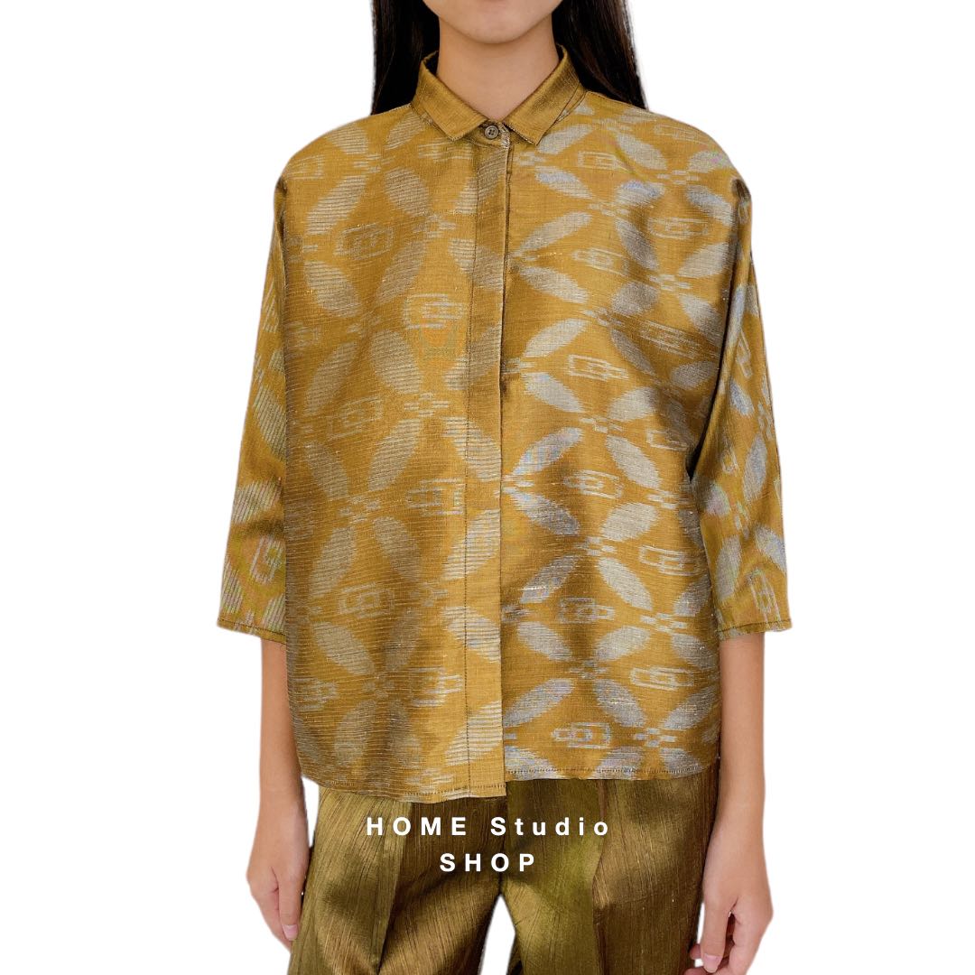 Flower Ikat Silk Shirt