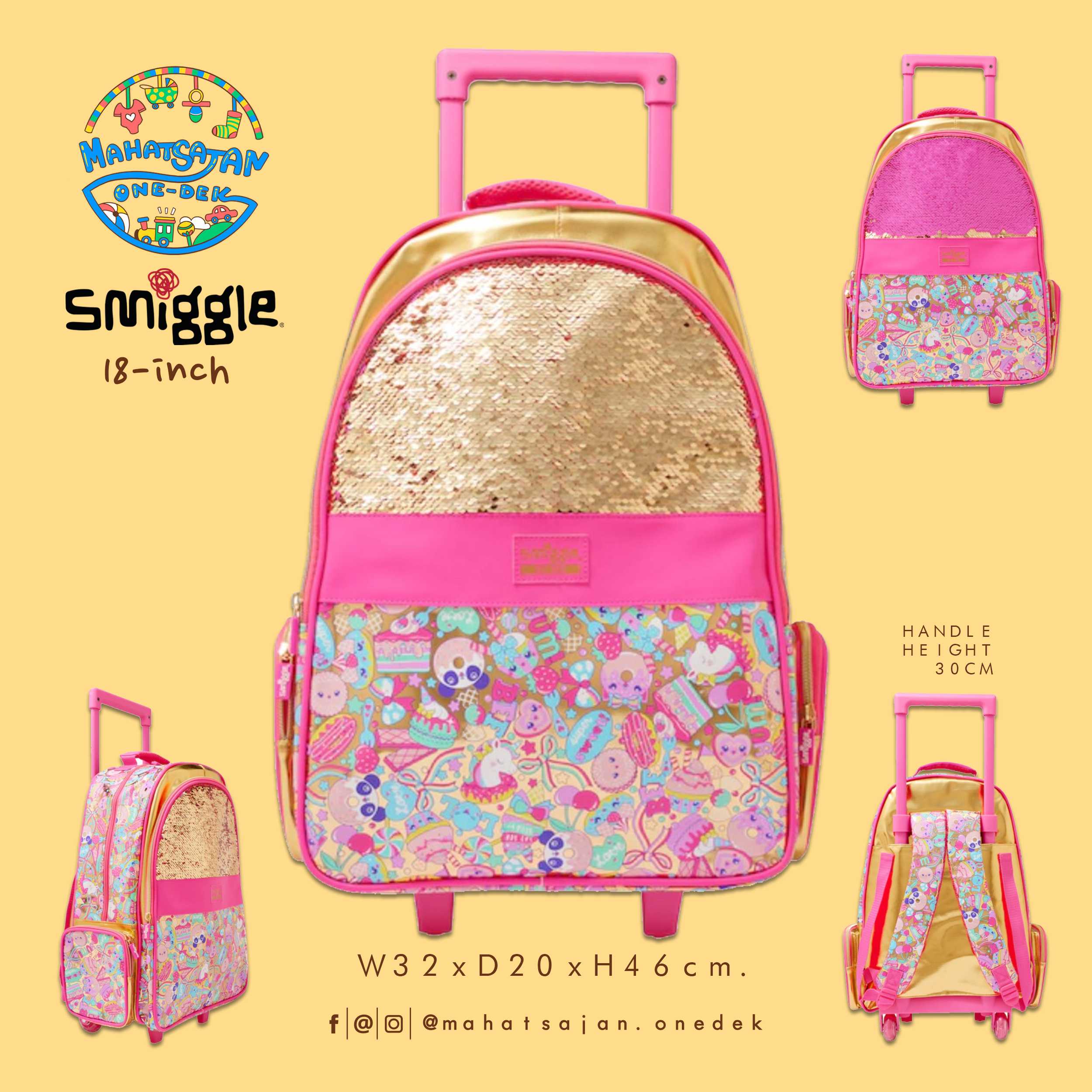 20Th Birthday Light Up Trolley Backpack 18”  กระเป๋าลาก พร้อมเป้ในตัว 18 นิ้ว