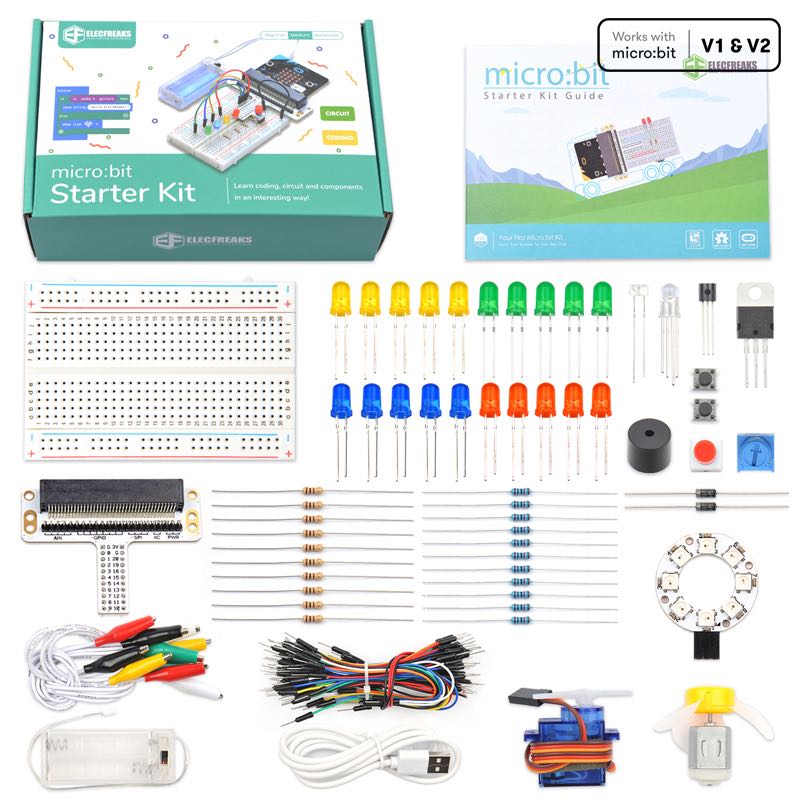 Micro:bit Starter Kit ชุดการเรียนรู้พื้นฐานไฟฟ้าอิเล็กทรอนิกส์โค้ดดิ้ง