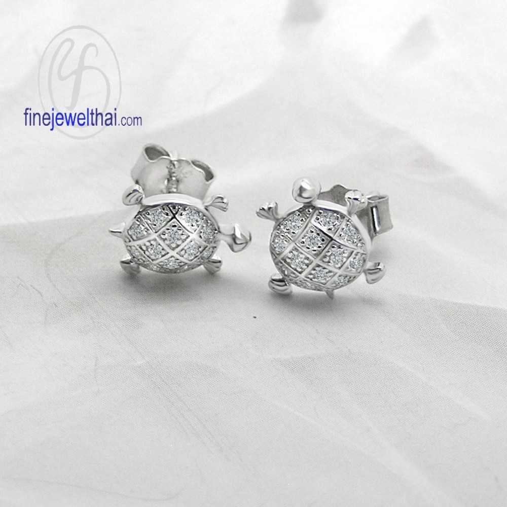 ต่างหูเพชรCZ-ต่างหูเต่า-ต่างหูเงินแท้925-Finejewelthai-E2170cz