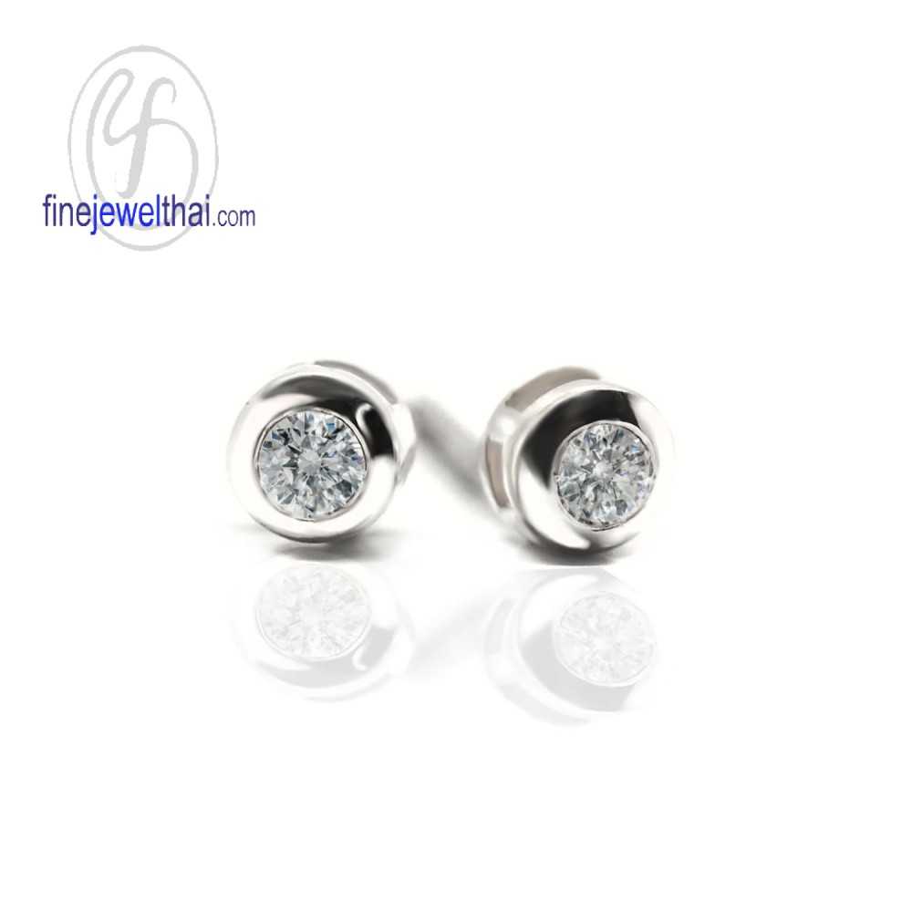ต่างหูเพชรCZ-ต่างหูเงินแท้-Finejewelthai-E3063cz