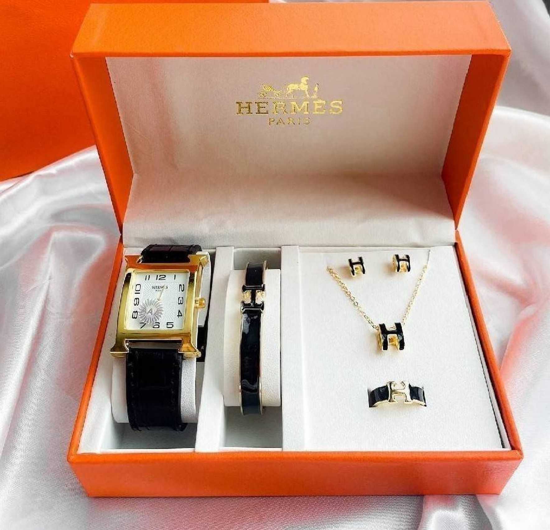 ⌚️Setนาฬิกา+เครื่องประดับ Hermes🎁นาฬิกา กำไลข้อมือ แหวน สร้อย ต่างหู