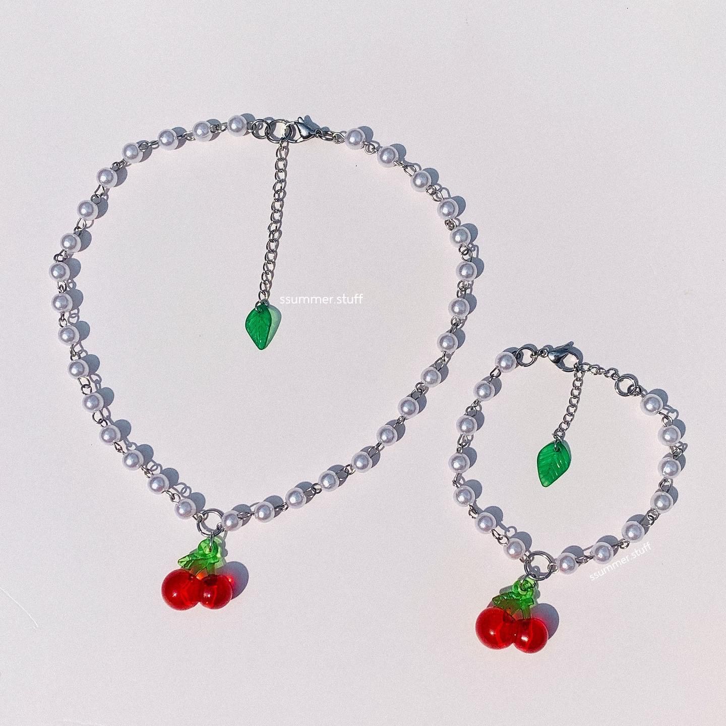 💥🍒fairy cherry beaded necklace🍒💥