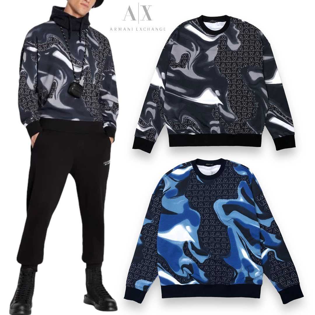 A-X A-R-M-A-N-I abstract-print cotton jumper