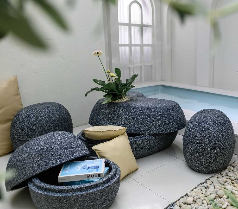 เก้าอี้ไข่หิน และโต๊ะหินเตี้ย STONE EGG & STONE TABLE
