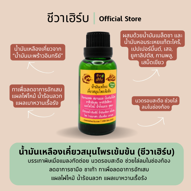 น้ำมันเหลืองเคี่ยวสมุนไพรเข้มข้น (ชีวาเฮิร์บ)