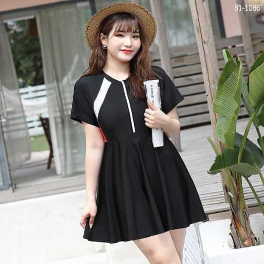 81-1086 ชุดว่ายน้ำกระโปรง สีไซส์ใหญ่พิเศษ