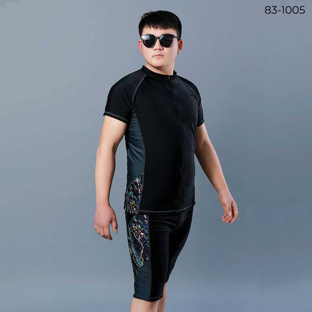 83-1005 ชุดว่ายน้ำผู้ชาย ซิปหน้า แขนสั้น
