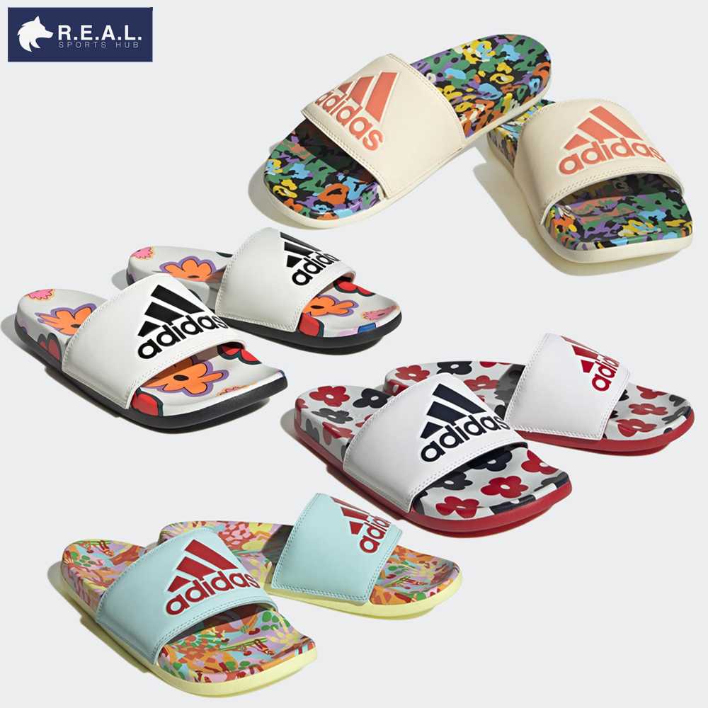รองเท้าแตะ Adidas รุ่น Adilette Comfort - พื้นนิ่ม - รุ่นลายดอกไม้ [HQ7080 HQ7081 HQ8848 IE4971]