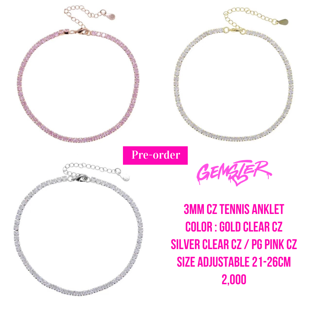 [Pre-order 30+ days] 3mm Tennis Anklets (3 Colors)