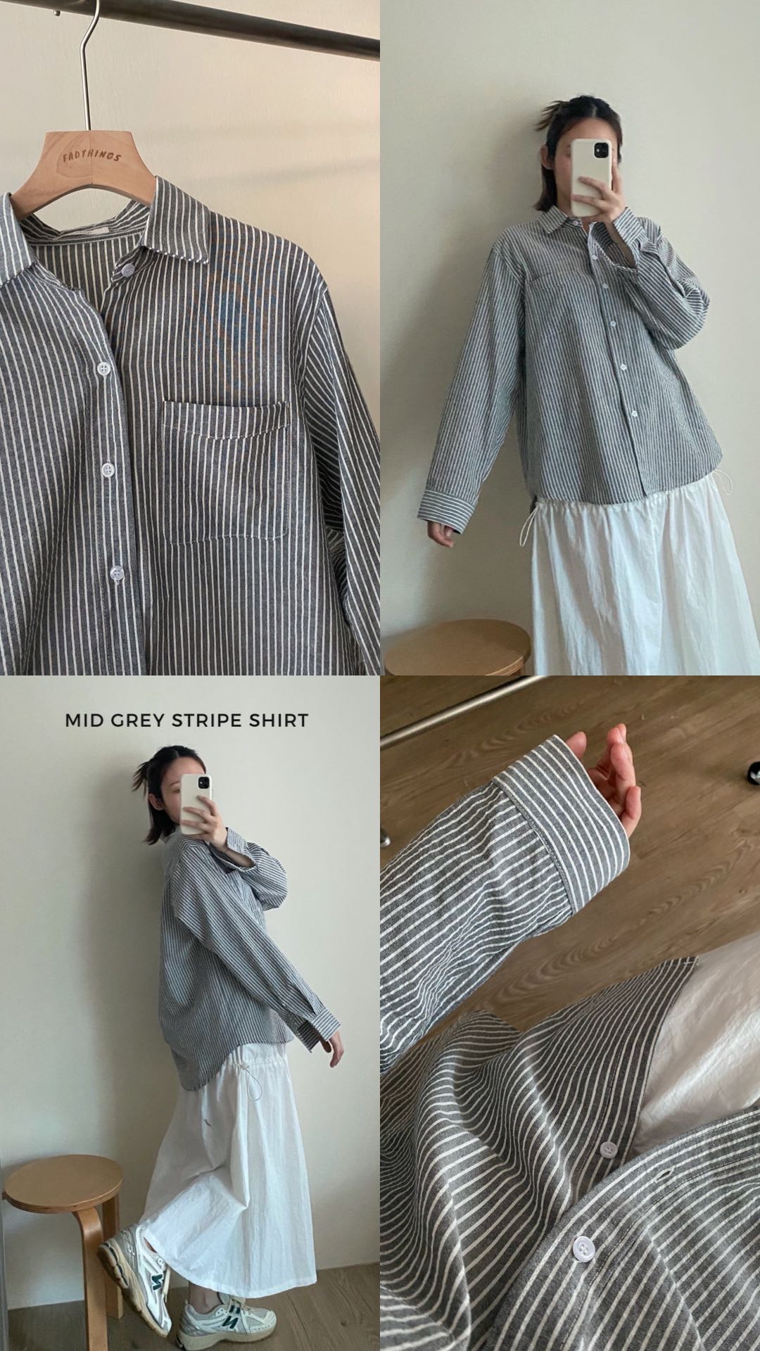 fadthings - MID GREY stripe shirt 〰️