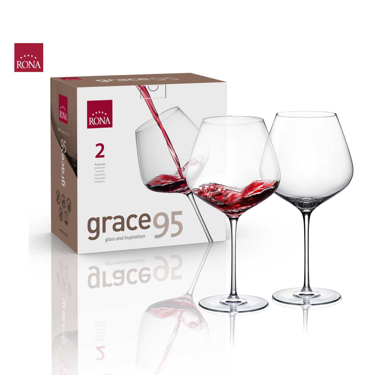แก้วไวน์เบอร์กันดี Rona Grace Burgundy 950 ml (กล่อง 2 ใบ)