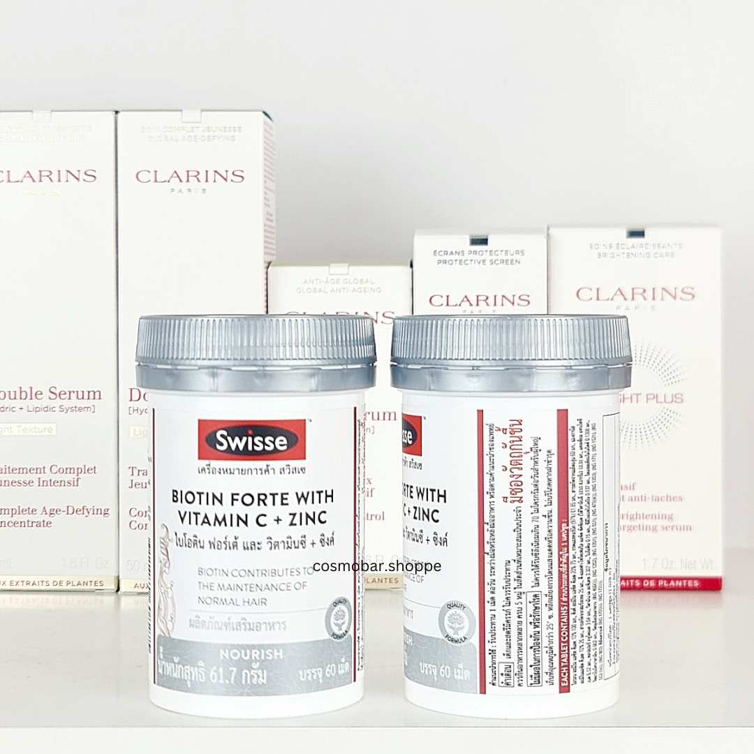 [หมดอายุ 17/03/2025] บำรุงเส้นผมโดยเฉพาะ Swisse - Biotin Forte With Vitamin C + Zinc 60เม็ด.