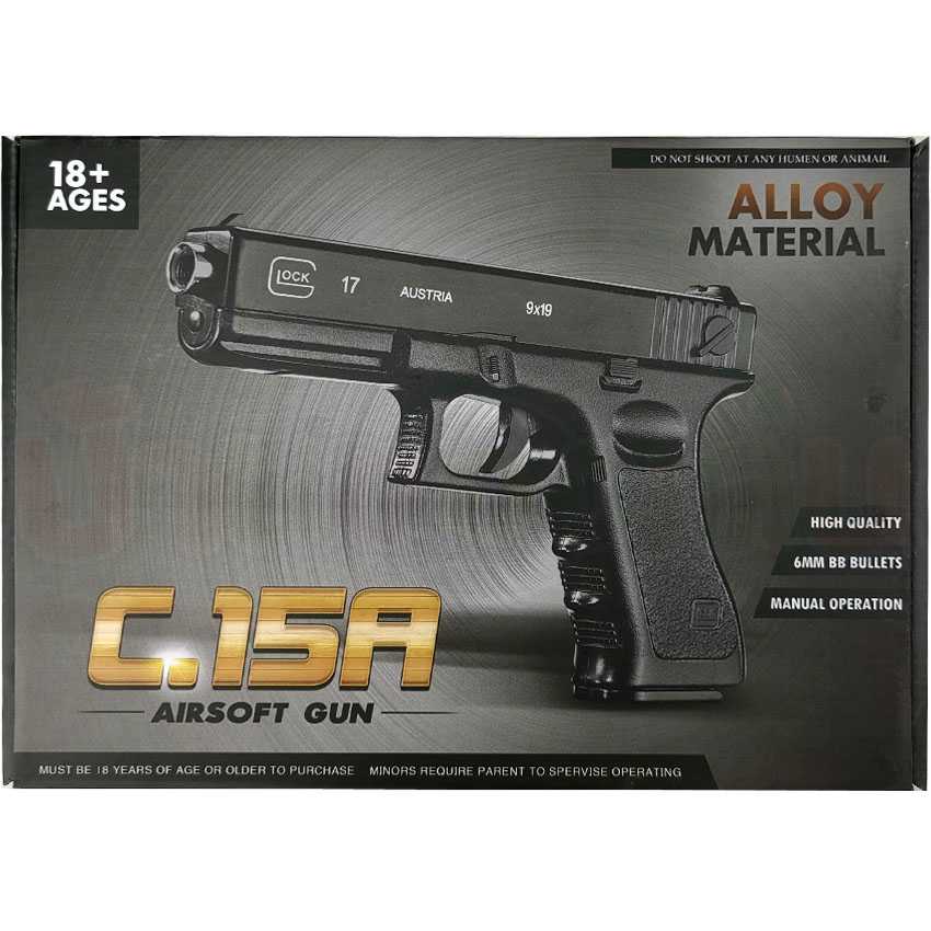 ปืนของเล่น ปืนอัดลมเหล็ก GLOCK ปืนอัดลม ชักยิงทีละนัด C15A