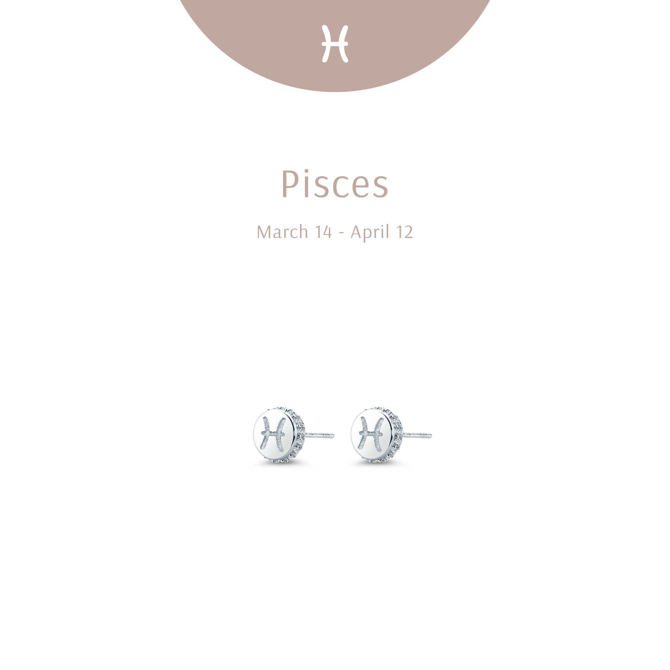 Zodiac Pisces Studs - Diamond