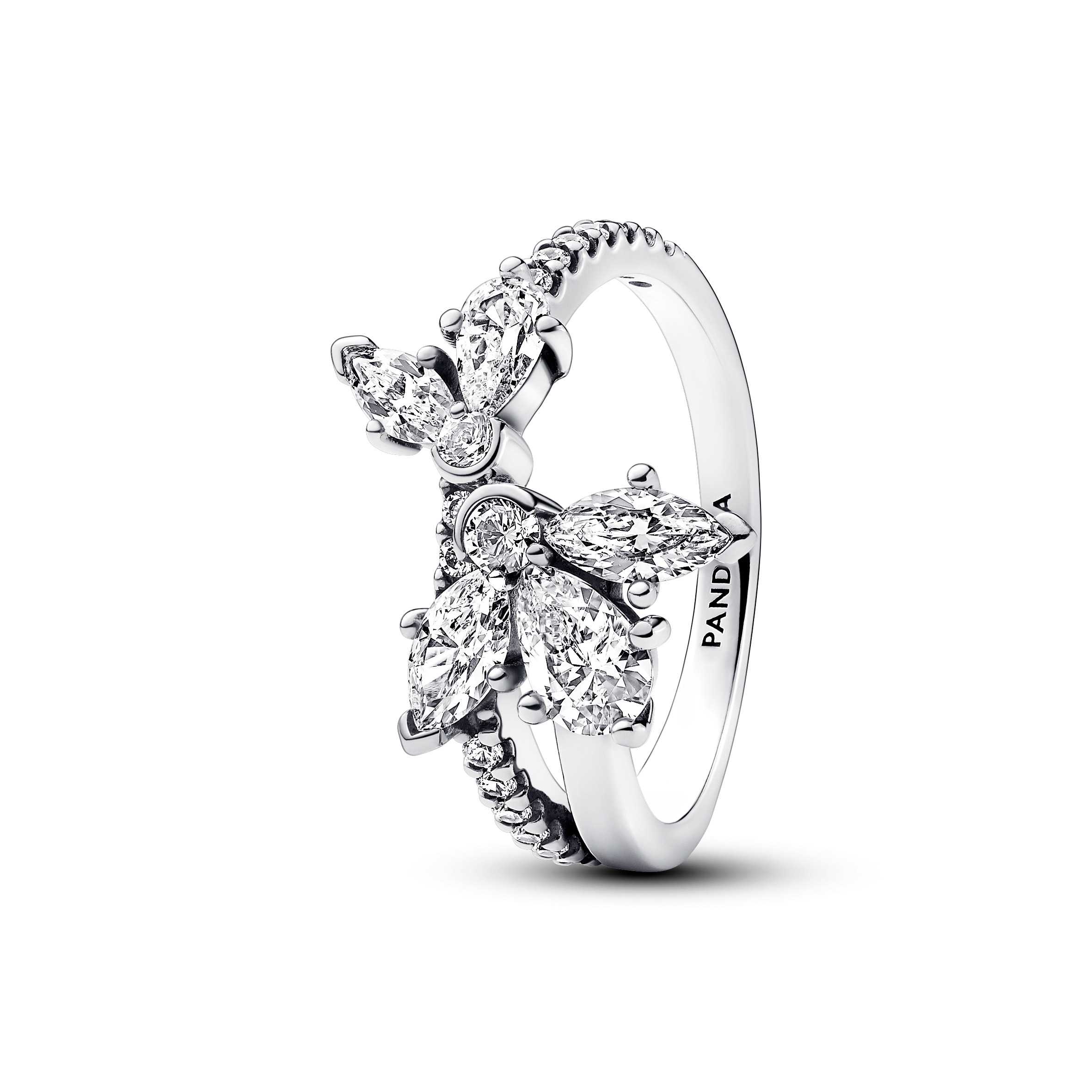 Sparkling Asymmetrical Herbarium Cluster Ring