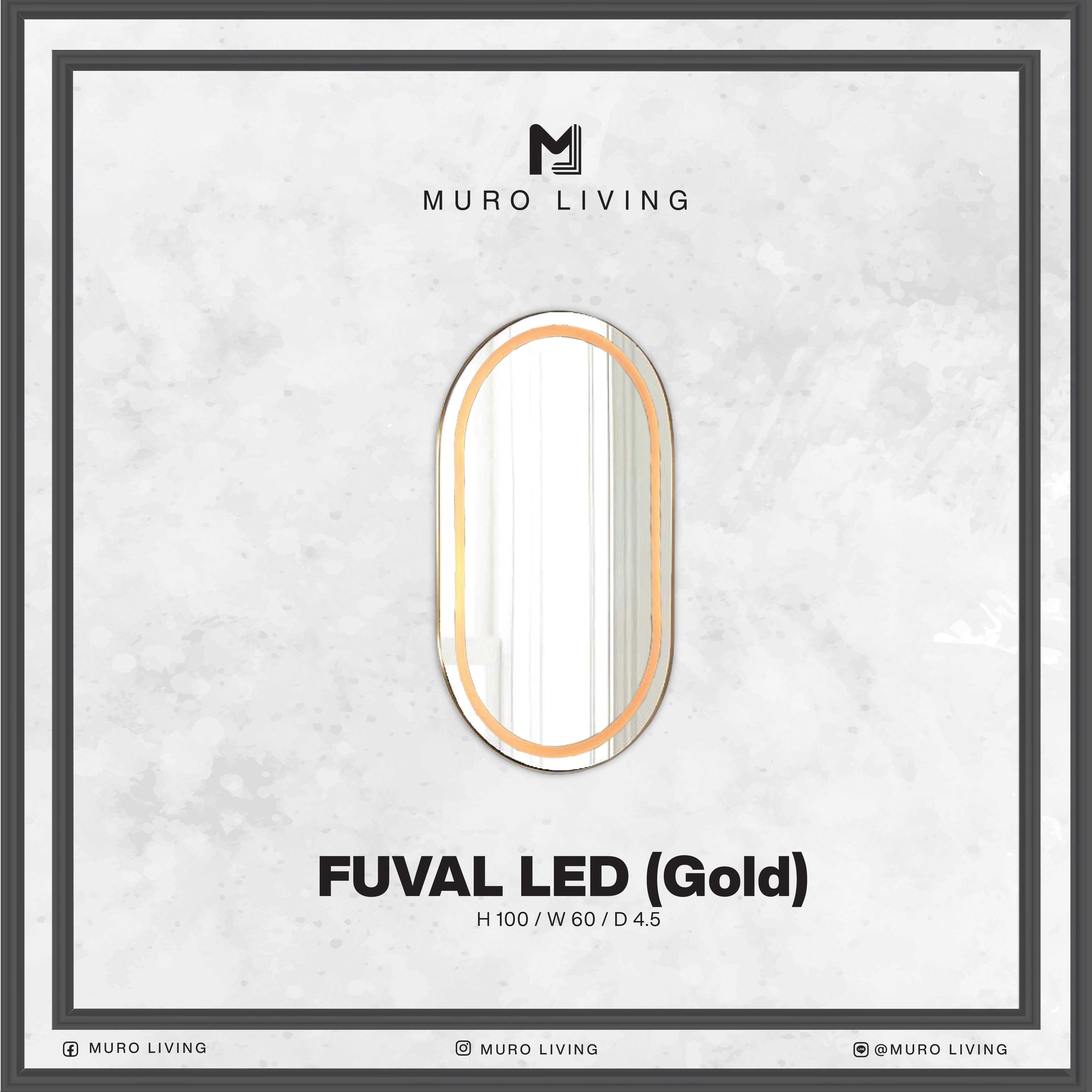 กระจกตกแต่งผนังดีไซน์ Muro Living รุ่น FUVAL LED (Gold or Silver)