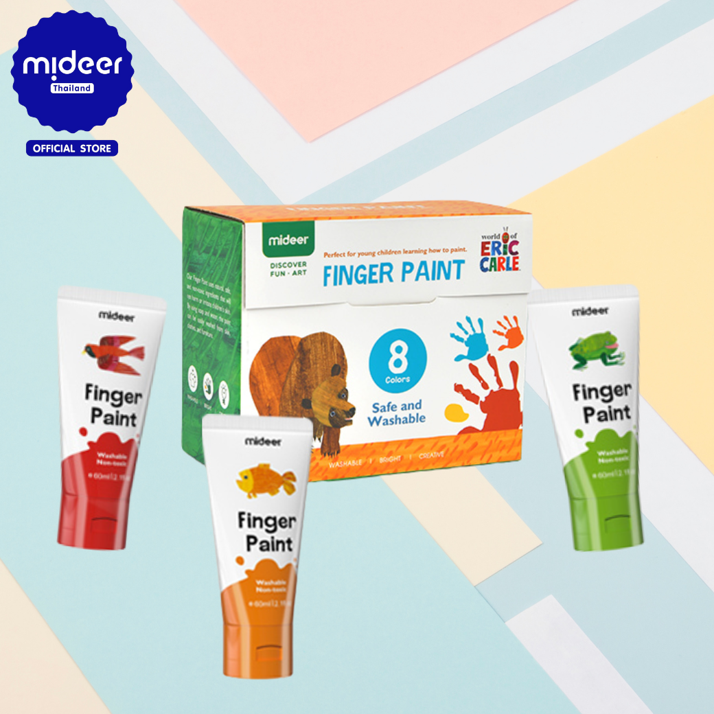 Mideer มิเดียร์ Finger Paint สีสำหรับเพ้นท์ศิลปะจากฝ่ามือ 8 สี