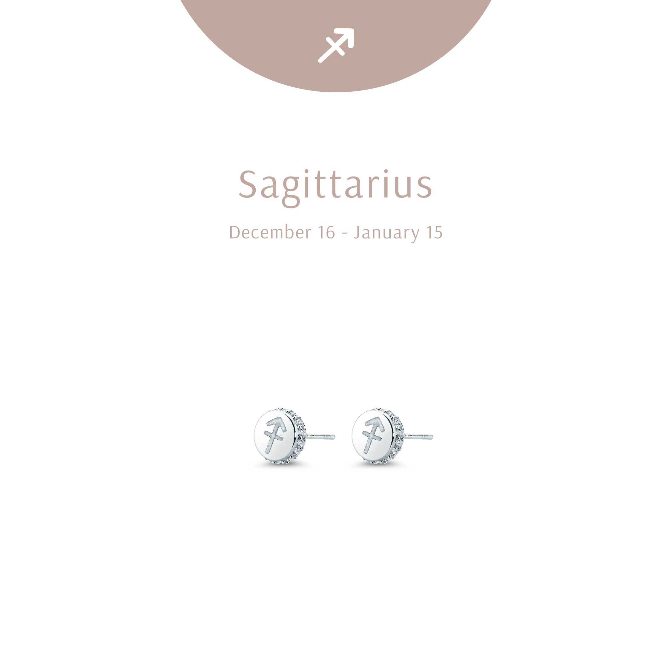 Zodiac Sagittarius Studs - Diamond