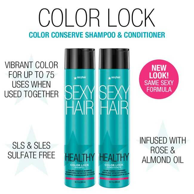 SEXY HAIR Vibrant Sulfate-Free Color Lock Shampoo 300 ml. แพคเกจใหม่  แชมพูล็อคสีผม คู่ครีมนวด