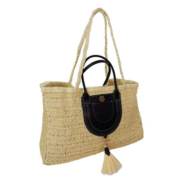 Nbb over-size raffia tote bags ver.2 (Black)