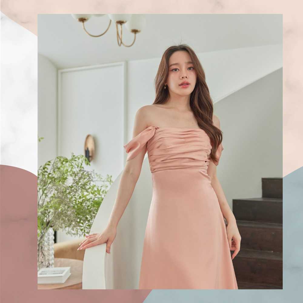 Long Dress 15 SizeS Size M Size L สีชมพู Pirunya