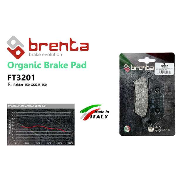 Brenta FT3010 Organic Front Brake Pads – For Piaggio SKR 125, Hexagon 150 – NAO Material, Low Disc Wear, Made In Italy